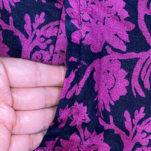 Tory Burch Brach Cotton Linen Blend Purple Navy Shorts Gold Hardware Size Summer - Picture 2 of 7